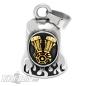 Preview: Goldener V2 Motorblock auf Edelstahl Biker-Bell mit Flammen Engine Ride Bell